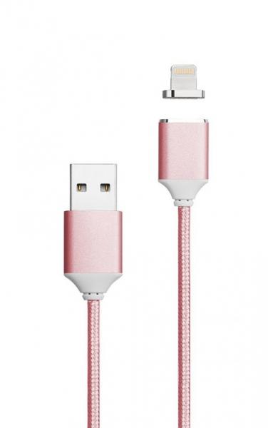 G4 Магнитен USB кабел /Розов/ с магнитен Lightning iOS USB конектор за iPhone 6G / 7G / 8G / X / XS / XS MAX / XR 