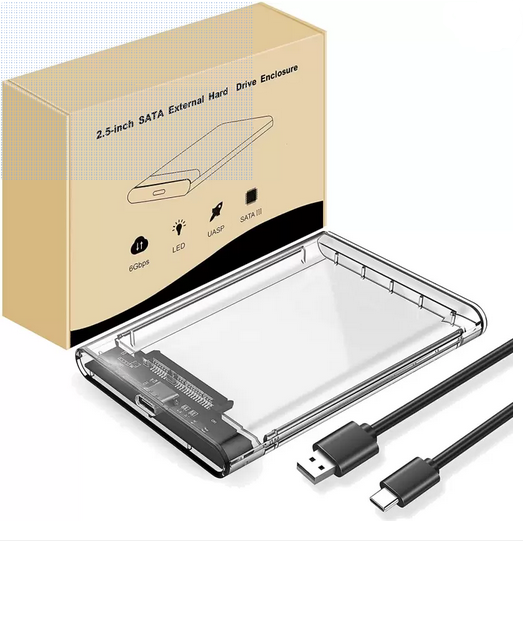 Кутия за диск 2.5-инча Newpstek 24S629C (прозрачна) 2.5" USB 3.0 + кабел USB-Type-C