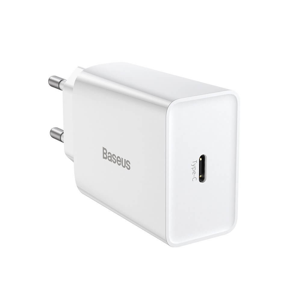 Мрежово зарядно устройство Baseus Speed Mini 1C, 20W, 1 x Type-C F, Бял