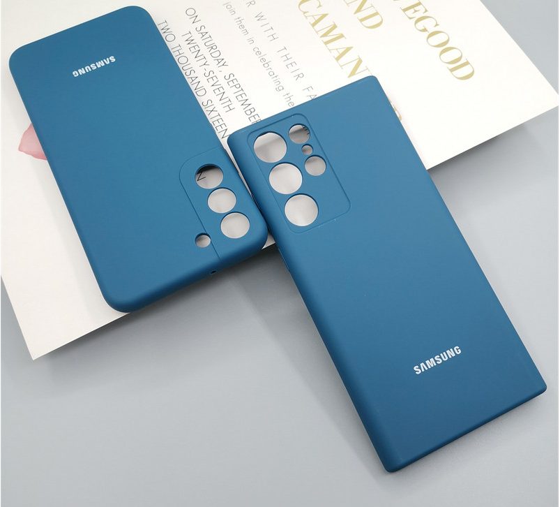 Оригинален силиконов калъф за Samsung S22 PLUS / светло син/ 