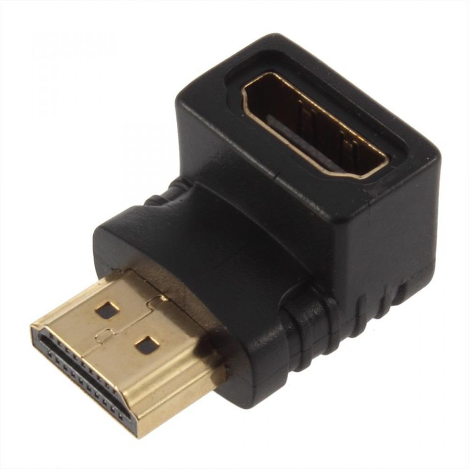 Преходник No brand, HDMI F - HDMI M, Ъглов, Черен