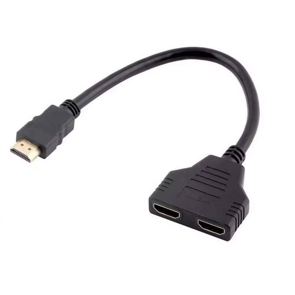 Видео преходник - Сплитер DeTech, HDMI(M) - 2*HDMI(F), Черен