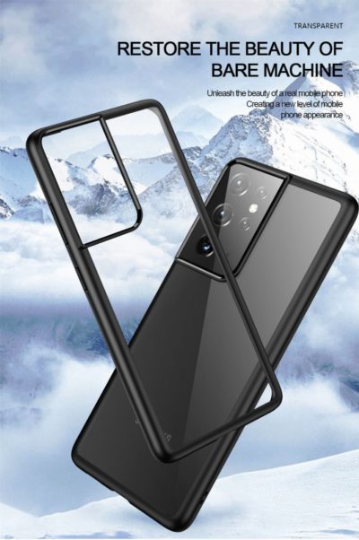 Силиконов калъф /прозрачен/ с черен кант за Samsung S21 Ultra 