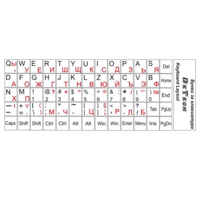 Букви за клавиатура DeTech, Кирилица и латиница, Бял