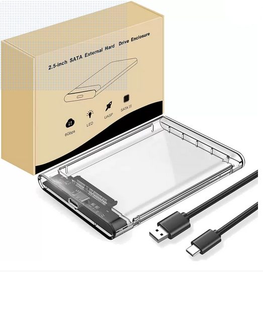 Кутия за диск 2.5-инча Newpstek 24S629C (прозрачна) 2.5" USB 3.0 + кабел USB-Type-C