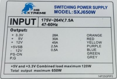 Захранващ блок PSU HG XTREME SXJ650W 650W