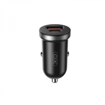 Зарядно за автомобил XO-CC56 30W 12V / 1xUSB-C, 1xUSB / Черен /