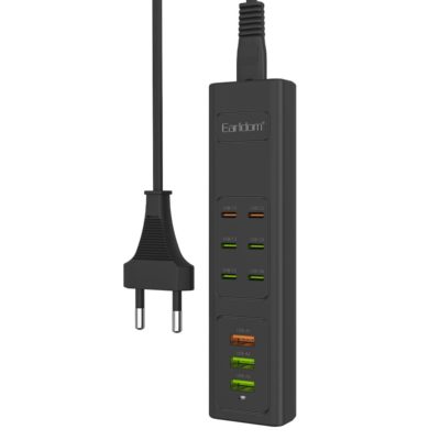 Разклонител / Удължител Earldom ES-SC24, 6 х USB-C, 3 x USB F, 1м., Черен