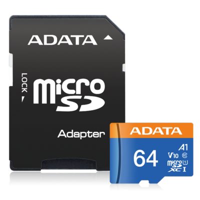 Карта памет ADATA 64GB SDXCM+A UHS-I CL10A1 с адаптер 