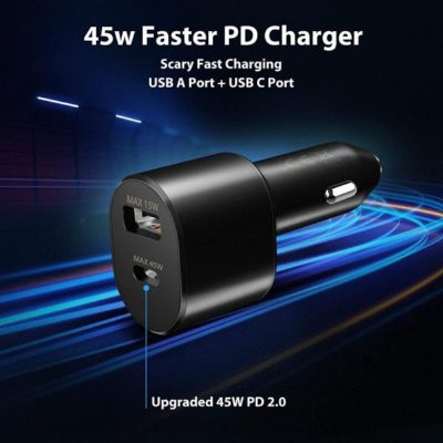 Зарядно за автомобил EP-L5300 / 12V / 3.0A / 45W / USB + USB-C /Черен/