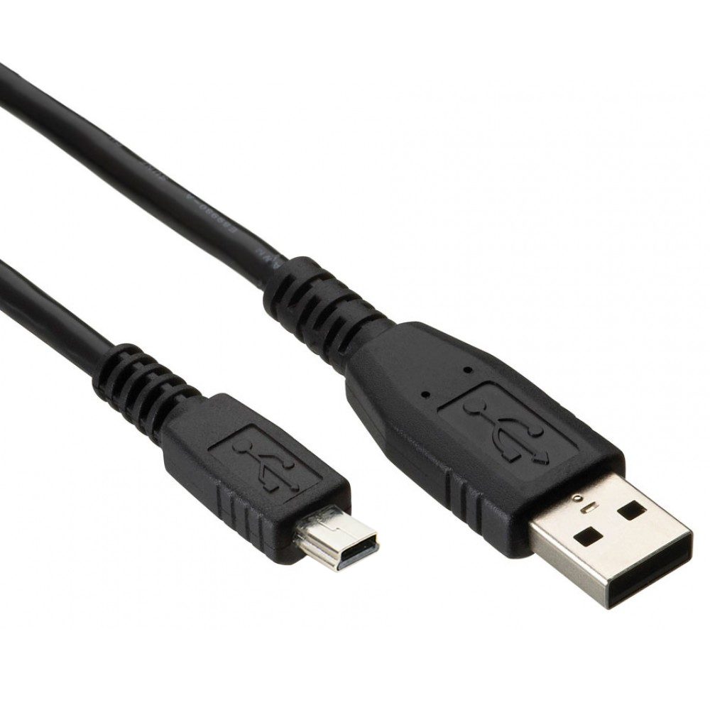 Кабел DeTech USB - USB Mini, 1.5m, Черен