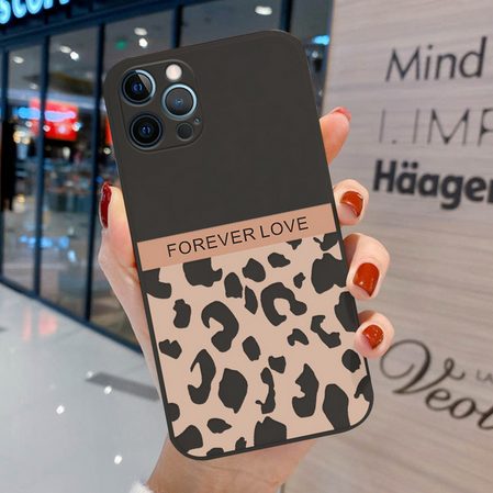  Калъф /леопардов принт/ Forever Love черен за Iphone 12 / 12 pro 	