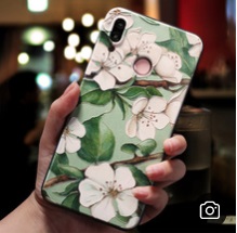 Калъф зелен с бели цветя за Huawei Nova 7i 