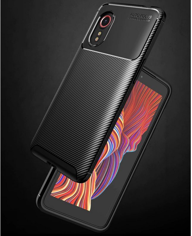 Луксозен силиконов калъф /черен/ с кожа за Samsung Galaxy X cover pro 