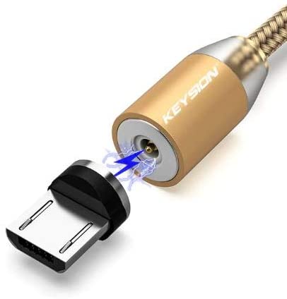 Магнитен LED кабел USB-Micro USB /златен/ 1м.