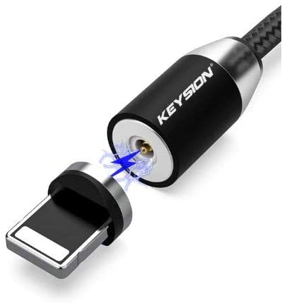 Магнитен LED USB кабел за Iphone IOS /черен/ 1м.