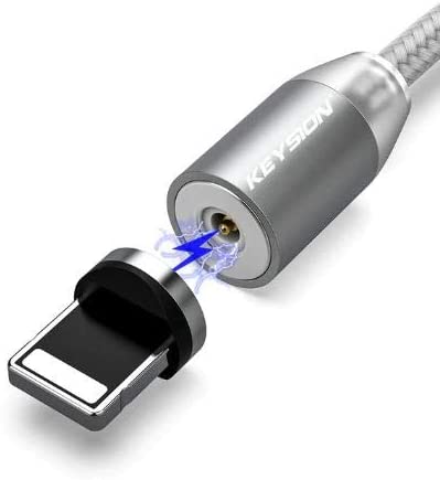 Магнитен LED USB кабел за Iphone IOS /сребърен/ 1м.