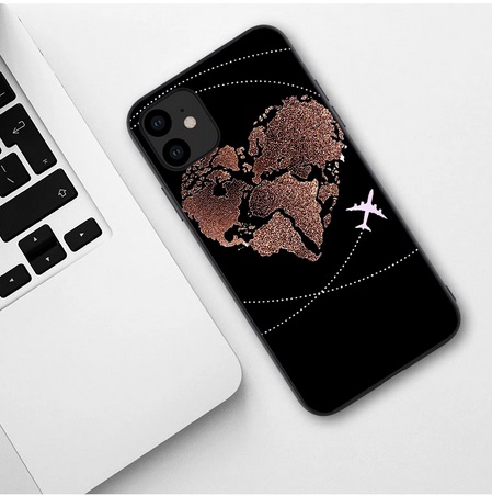 Силиконов калъф черен World Map за Iphone XS Max 