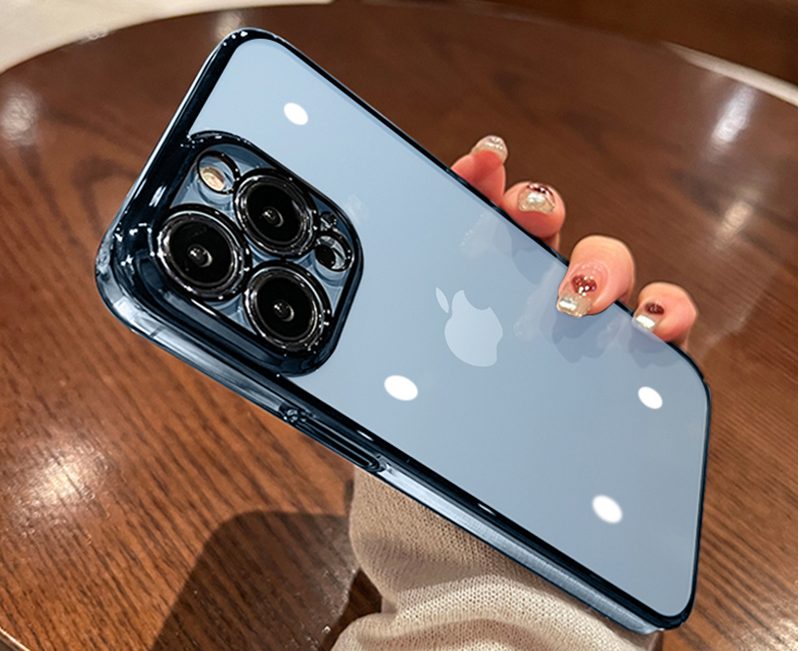 Силиконов калъф / прозрачен синя рамка / за Iphone 13 pro