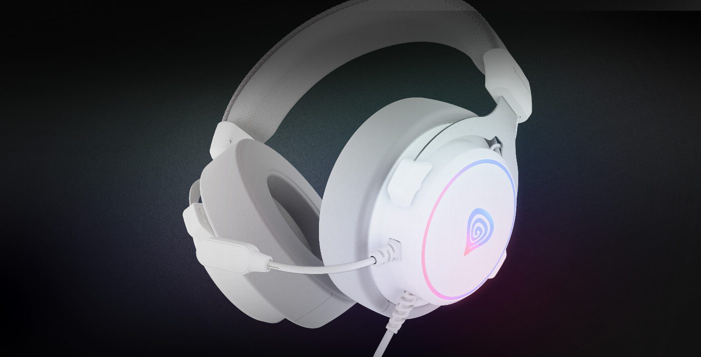 Слушалки Genesis Headset Neon 764 with microphone, EGB illumination , USB , white